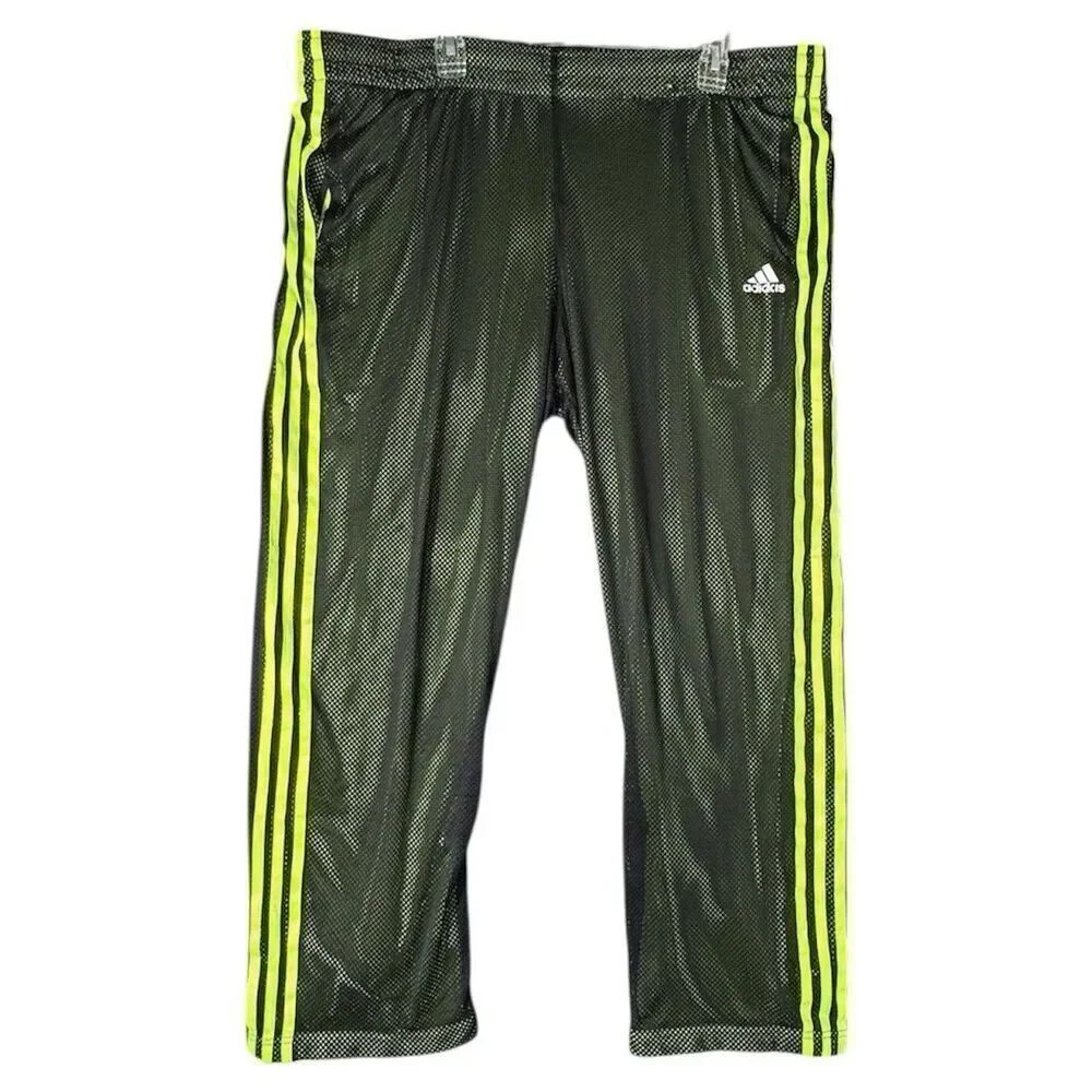 Adidas XXL Basketball Climalite Mesh Pants Mens Green Black Stretch Athleisure